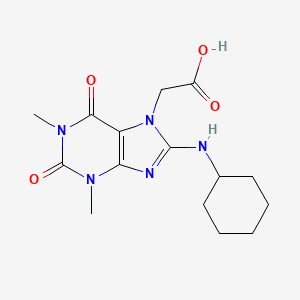 molecular formula C15H21N5O4 B2717127 2-[8-(cyclohexylamino)-1,3-dimethyl-2,6-dioxo-2,3,6,7-tetrahydro-1H-purin-7-yl]acetic acid CAS No. 876891-30-4