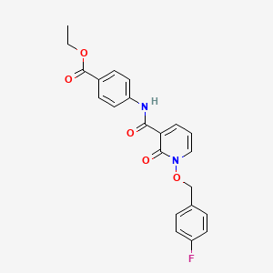 molecular formula C22H19FN2O5 B2717158 ethyl 4-{1-[(4-fluorophenyl)methoxy]-2-oxo-1,2-dihydropyridine-3-amido}benzoate CAS No. 868678-27-7