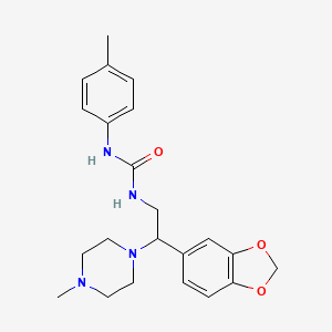 molecular formula C22H28N4O3 B2717163 1-(2-(苯并[d][1,3]二噁英-5-基)-2-(4-甲基哌嗪-1-基)乙基)-3-(对甲苯基)脲 CAS No. 896341-35-8