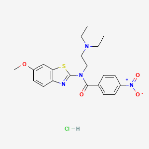 molecular formula C21H25ClN4O4S B2717169 N-(2-(diethylamino)ethyl)-N-(6-methoxybenzo[d]thiazol-2-yl)-4-nitrobenzamide hydrochloride CAS No. 1052531-35-7