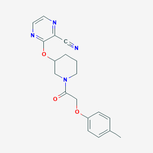 molecular formula C19H20N4O3 B2717176 3-((1-(2-(p-Tolyloxy)acetyl)piperidin-3-yl)oxy)pyrazine-2-carbonitrile CAS No. 2034485-61-3