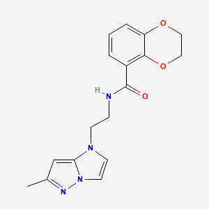 molecular formula C17H18N4O3 B2717182 N-(2-(6-methyl-1H-imidazo[1,2-b]pyrazol-1-yl)ethyl)-2,3-dihydrobenzo[b][1,4]dioxine-5-carboxamide CAS No. 2034634-56-3