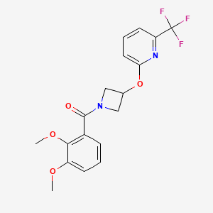molecular formula C18H17F3N2O4 B2717183 (2,3-Dimethoxyphenyl)(3-((6-(trifluoromethyl)pyridin-2-yl)oxy)azetidin-1-yl)methanone CAS No. 2034250-10-5