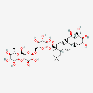 molecular formula C48H78O20 B2717211 [6-[[3,4-Dihydroxy-6-(hydroxymethyl)-5-(3,4,5-trihydroxy-6-methyloxan-2-yl)oxyoxan-2-yl]oxymethyl]-3,4,5-trihydroxyoxan-2-yl] 8,10,11-trihydroxy-9-(hydroxymethyl)-2,2,6a,6b,9,12a-hexamethyl-1,3,4,5,6,6a,7,8,8a,10,11,12,13,14b-tetradecahydropicene-4a-carboxylate CAS No. 125265-68-1
