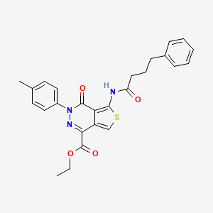 molecular formula C26H25N3O4S B2717217 ethyl 3-(4-methylphenyl)-4-oxo-5-(4-phenylbutanamido)-3H,4H-thieno[3,4-d]pyridazine-1-carboxylate CAS No. 851948-68-0