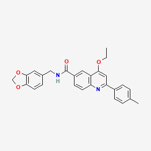 molecular formula C27H24N2O4 B2717343 N-[(2H-1,3-benzodioxol-5-yl)methyl]-4-ethoxy-2-(4-methylphenyl)quinoline-6-carboxamide CAS No. 1114834-11-5