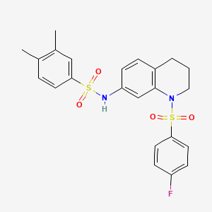 molecular formula C23H23FN2O4S2 B2717388 N-[1-(4-fluorobenzenesulfonyl)-1,2,3,4-tetrahydroquinolin-7-yl]-3,4-dimethylbenzene-1-sulfonamide CAS No. 950475-07-7