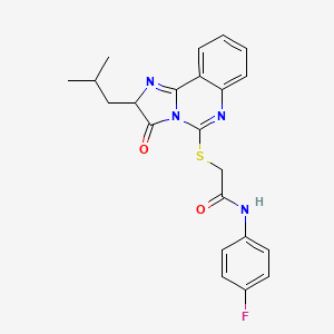 molecular formula C22H21FN4O2S B2717406 N-(4-fluorophenyl)-2-{[2-(2-methylpropyl)-3-oxo-2H,3H-imidazo[1,2-c]quinazolin-5-yl]sulfanyl}acetamide CAS No. 1053078-21-9
