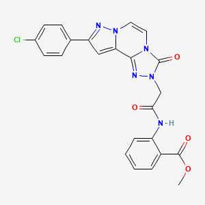 molecular formula C23H17ClN6O4 B2717460 METHYL 2-({2-[9-(4-CHLOROPHENYL)-3-OXOPYRAZOLO[1,5-A][1,2,4]TRIAZOLO[3,4-C]PYRAZIN-2(3H)-YL]ACETYL}AMINO)BENZOATE CAS No. 1207003-92-6