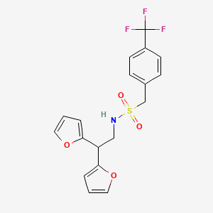 molecular formula C18H16F3NO4S B2717466 N-[2,2-bis(furan-2-yl)ethyl]-1-[4-(trifluoromethyl)phenyl]methanesulfonamide CAS No. 2194907-89-4