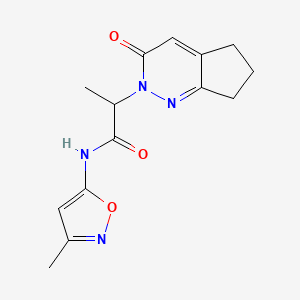 molecular formula C14H16N4O3 B2717468 N-(3-methyl-1,2-oxazol-5-yl)-2-{3-oxo-2H,3H,5H,6H,7H-cyclopenta[c]pyridazin-2-yl}propanamide CAS No. 2097919-80-5