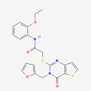 molecular formula C21H19N3O4S2 B2717469 N-(2-ethoxyphenyl)-2-({3-[(furan-2-yl)methyl]-4-oxo-3H,4H-thieno[3,2-d]pyrimidin-2-yl}sulfanyl)acetamide CAS No. 1326884-20-1