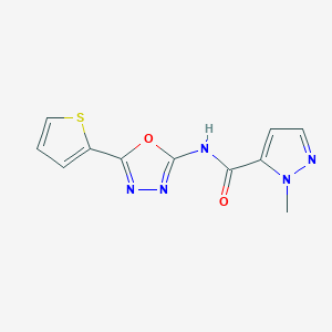 molecular formula C11H9N5O2S B2717543 1-methyl-N-[5-(thiophen-2-yl)-1,3,4-oxadiazol-2-yl]-1H-pyrazole-5-carboxamide CAS No. 1171431-15-4
