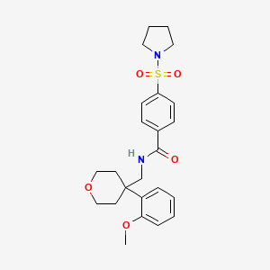 molecular formula C24H30N2O5S B2717547 N-{[4-(2-methoxyphenyl)oxan-4-yl]methyl}-4-(pyrrolidine-1-sulfonyl)benzamide CAS No. 1207030-23-6