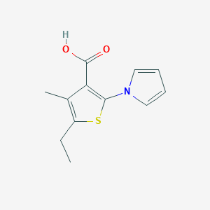 molecular formula C12H13NO2S B2717616 5-ethyl-4-methyl-2-(1H-pyrrol-1-yl)thiophene-3-carboxylic acid CAS No. 952959-56-7