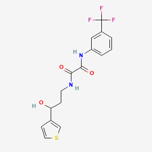 molecular formula C16H15F3N2O3S B2717621 N-[3-hydroxy-3-(thiophen-3-yl)propyl]-N'-[3-(trifluoromethyl)phenyl]ethanediamide CAS No. 2034405-21-3