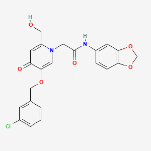 molecular formula C22H19ClN2O6 B2717624 N-(2H-1,3-benzodioxol-5-yl)-2-{5-[(3-chlorophenyl)methoxy]-2-(hydroxymethyl)-4-oxo-1,4-dihydropyridin-1-yl}acetamide CAS No. 946254-63-3