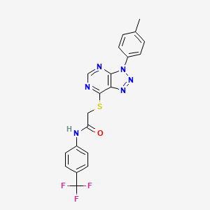 molecular formula C20H15F3N6OS B2717650 2-((3-(p-tolyl)-3H-[1,2,3]triazolo[4,5-d]pyrimidin-7-yl)thio)-N-(4-(trifluoromethyl)phenyl)acetamide CAS No. 863459-50-1
