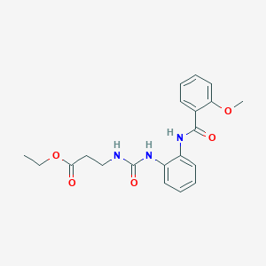 molecular formula C20H23N3O5 B2717659 Ethyl 3-(3-(2-(2-methoxybenzamido)phenyl)ureido)propanoate CAS No. 1203299-82-4