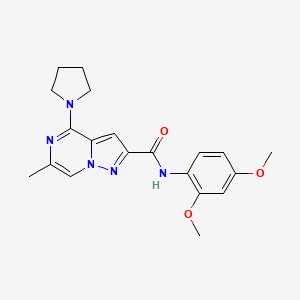 molecular formula C20H23N5O3 B2717717 N-(2,4-dimethoxyphenyl)-6-methyl-4-(pyrrolidin-1-yl)pyrazolo[1,5-a]pyrazine-2-carboxamide CAS No. 1775348-50-9