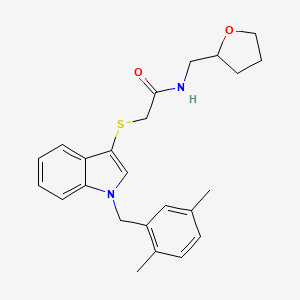 molecular formula C24H28N2O2S B2717751 2-[1-[(2,5-dimethylphenyl)methyl]indol-3-yl]sulfanyl-N-(oxolan-2-ylmethyl)acetamide CAS No. 851412-63-0