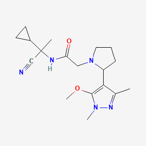 molecular formula C18H27N5O2 B2717774 N-(1-cyano-1-cyclopropylethyl)-2-[2-(5-methoxy-1,3-dimethyl-1H-pyrazol-4-yl)pyrrolidin-1-yl]acetamide CAS No. 1376255-29-6