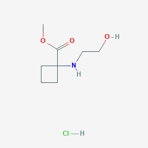 molecular formula C8H16ClNO3 B2717779 Methyl 1-((2-hydroxyethyl)amino)cyclobutane-1-carboxylate hydrochloride CAS No. 2174007-58-8