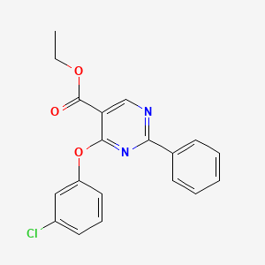 molecular formula C19H15ClN2O3 B2717782 Ethyl 4-(3-chlorophenoxy)-2-phenyl-5-pyrimidinecarboxylate CAS No. 477854-84-5
