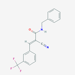 molecular formula C18H13F3N2O B2717810 (E)-N-benzyl-2-cyano-3-[3-(trifluoromethyl)phenyl]prop-2-enamide CAS No. 358320-52-2
