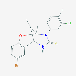 molecular formula C18H15BrClFN2OS B2717871 4-bromo-10-(3-chloro-4-fluorophenyl)-9,13-dimethyl-8-oxa-10,12-diazatricyclo[7.3.1.0^{2,7}]trideca-2,4,6-triene-11-thione CAS No. 1052604-89-3