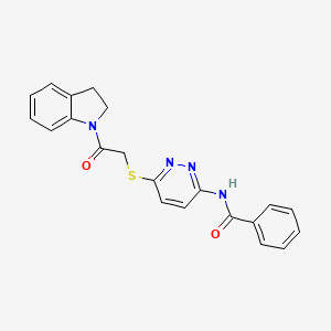 molecular formula C21H18N4O2S B2717891 N-(6-((2-(indolin-1-yl)-2-oxoethyl)thio)pyridazin-3-yl)benzamide CAS No. 1021075-38-6