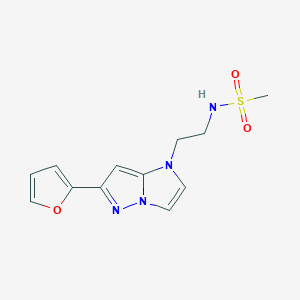 molecular formula C12H14N4O3S B2717914 N-(2-(6-(furan-2-yl)-1H-imidazo[1,2-b]pyrazol-1-yl)ethyl)methanesulfonamide CAS No. 1790196-51-8