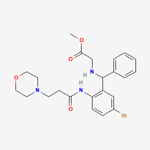 molecular formula C23H28BrN3O4 B2717935 Methyl 2-(((5-bromo-2-(3-morpholinopropanamido)phenyl)(phenyl)methyl)amino)acetate CAS No. 312734-23-9