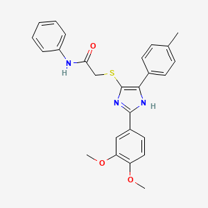 2-((2-(3,4-dimethoxyphenyl)-5-(p-tolyl)-1H-imidazol-4-yl)thio)-N-phenylacetamide