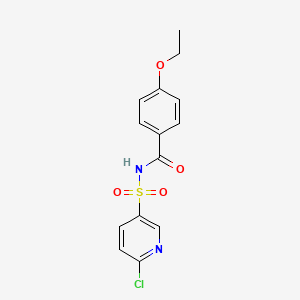 molecular formula C14H13ClN2O4S B2718012 N-[(6-chloropyridin-3-yl)sulfonyl]-4-ethoxybenzamide CAS No. 1259087-94-9