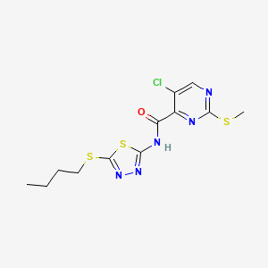 molecular formula C12H14ClN5OS3 B2718029 N-[5-(butylsulfanyl)-1,3,4-thiadiazol-2-yl]-5-chloro-2-(methylsulfanyl)pyrimidine-4-carboxamide CAS No. 879936-70-6