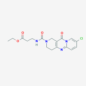 molecular formula C17H19ClN4O4 B2718034 ethyl 3-[(13-chloro-2-oxo-1,5,9-triazatricyclo[8.4.0.03,8]tetradeca-3(8),9,11,13-tetraene-5-carbonyl)amino]propanoate CAS No. 2034273-82-8