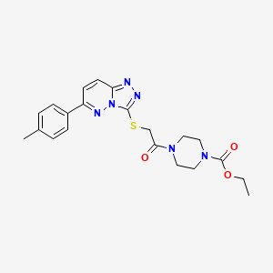 molecular formula C21H24N6O3S B2718040 Ethyl 4-(2-((6-(p-tolyl)-[1,2,4]triazolo[4,3-b]pyridazin-3-yl)thio)acetyl)piperazine-1-carboxylate CAS No. 894065-04-4