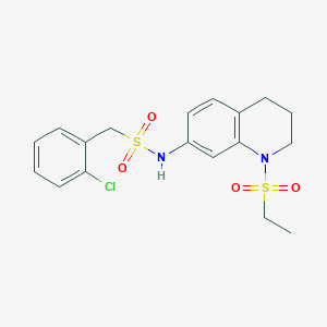 molecular formula C18H21ClN2O4S2 B2718046 1-(2-chlorophenyl)-N-(1-(ethylsulfonyl)-1,2,3,4-tetrahydroquinolin-7-yl)methanesulfonamide CAS No. 946374-47-6