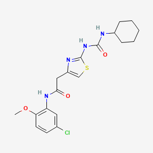 molecular formula C19H23ClN4O3S B2718051 N-(5-chloro-2-methoxyphenyl)-2-(2-(3-cyclohexylureido)thiazol-4-yl)acetamide CAS No. 921829-12-1