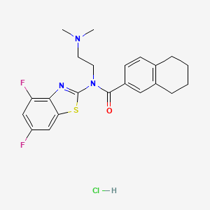 molecular formula C22H24ClF2N3OS B2718053 N-(4,6-DIFLUORO-1,3-BENZOTHIAZOL-2-YL)-N-[2-(DIMETHYLAMINO)ETHYL]-5,6,7,8-TETRAHYDRONAPHTHALENE-2-CARBOXAMIDE HYDROCHLORIDE CAS No. 1216907-48-0