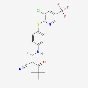 (2Z)-2-{[(4-{[3-chloro-5-(trifluoromethyl)pyridin-2-yl]sulfanyl}phenyl)amino]methylidene}-4,4-dimethyl-3-oxopentanenitrile