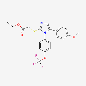 molecular formula C21H19F3N2O4S B2718108 ethyl 2-((5-(4-methoxyphenyl)-1-(4-(trifluoromethoxy)phenyl)-1H-imidazol-2-yl)thio)acetate CAS No. 1226453-12-8