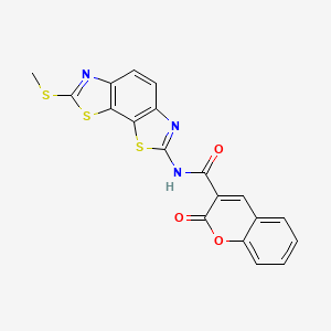 molecular formula C19H11N3O3S3 B2718120 N-(2-甲基硫代-[1,3]噻唑并[4,5-g][1,3]苯并噻唑-7-基)-2-氧代色甲酸-3-甲酰胺 CAS No. 477503-61-0