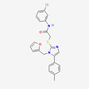 molecular formula C23H20ClN3O2S B2718122 N-(3-氯苯基)-2-((1-(呋喃-2-基甲基)-5-(对甲苯基)-1H-咪唑-2-基)硫)乙酰胺 CAS No. 1207041-65-3