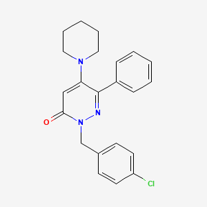 molecular formula C22H22ClN3O B2718123 2-[(4-Chlorophenyl)methyl]-6-phenyl-5-(1-piperidinyl)-3-pyridazinone CAS No. 478029-30-0