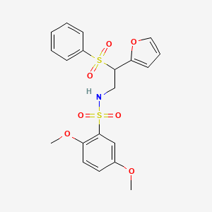 molecular formula C20H21NO7S2 B2718126 N-[2-(BENZENESULFONYL)-2-(FURAN-2-YL)ETHYL]-2,5-DIMETHOXYBENZENE-1-SULFONAMIDE CAS No. 896323-55-0