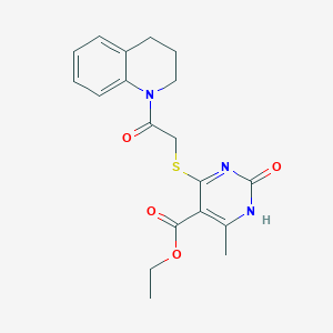 molecular formula C19H21N3O4S B2718190 ethyl 6-methyl-2-oxo-4-{[2-oxo-2-(1,2,3,4-tetrahydroquinolin-1-yl)ethyl]sulfanyl}-1,2-dihydropyrimidine-5-carboxylate CAS No. 923184-99-0
