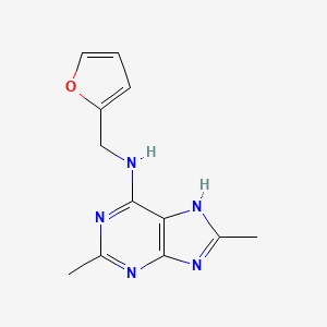 molecular formula C12H13N5O B2718194 N-[(furan-2-yl)methyl]-2,8-dimethyl-9H-purin-6-amine CAS No. 105142-80-1