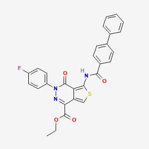 molecular formula C28H20FN3O4S B2718235 ethyl 5-{[1,1'-biphenyl]-4-amido}-3-(4-fluorophenyl)-4-oxo-3H,4H-thieno[3,4-d]pyridazine-1-carboxylate CAS No. 851949-60-5